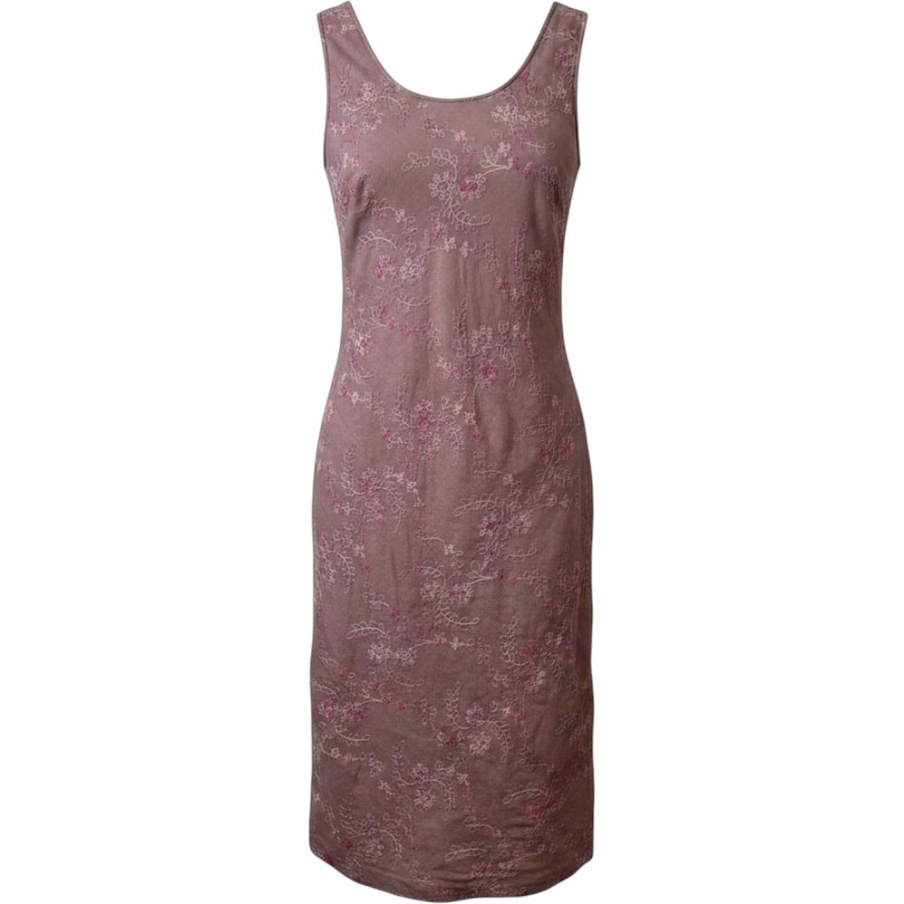 The Territory Ahead Mauve Linen Floral Embroidered Sleeveless Midi Dress Size 6